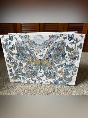 Christian Dior White with Blue and Gold Butterfly Motif Shopping Gift Bag